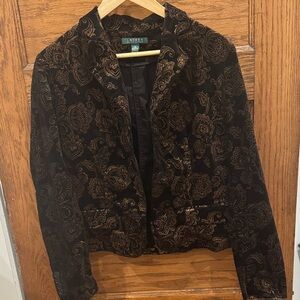 Lauren Ralph Lauren Black and Gold Patterned Blazer